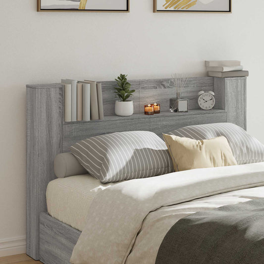 Headboard Cabinet with LED Grey Sonoma Engineered Wood