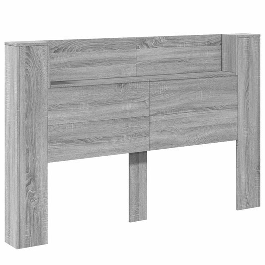 Headboard Cabinet with LED Grey Sonoma Engineered Wood