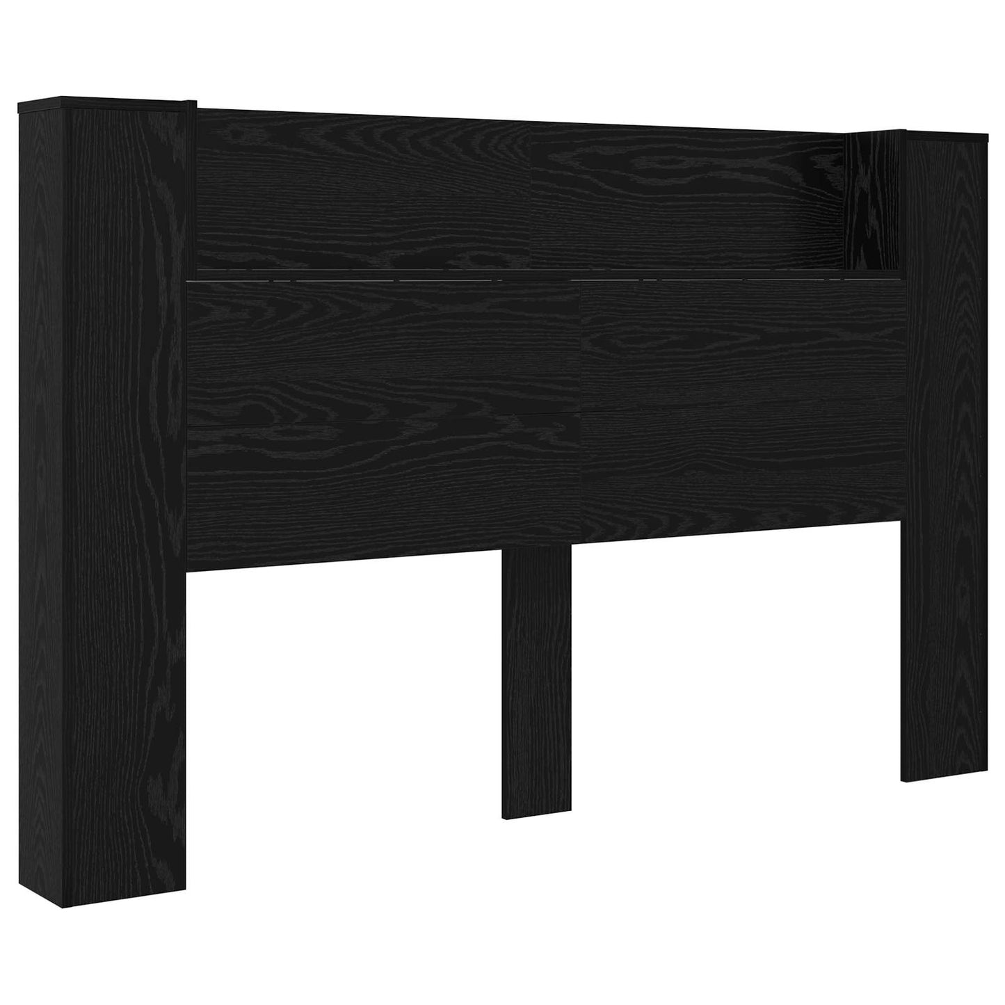 Headboard Cabinet with LED Black Oak 160 x 16.5 x 103.5 cm