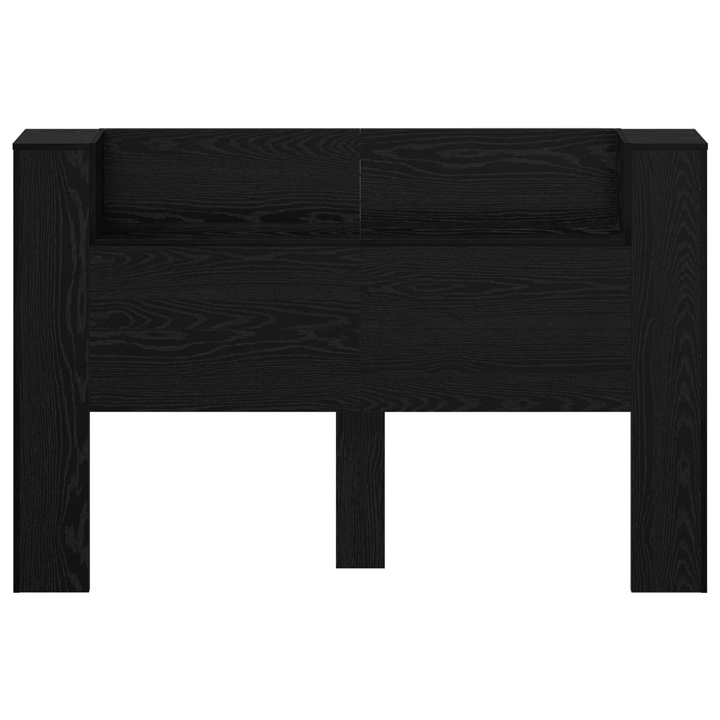 Headboard Cabinet with LED Black Oak 160 x 16.5 x 103.5 cm