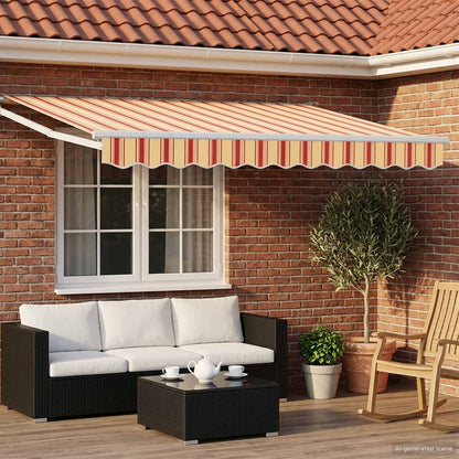 Retractable Awning Yellow, Orange and White 3.5 x 2 m