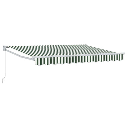 Retractable Awning Green and White 3.5 x 2 m