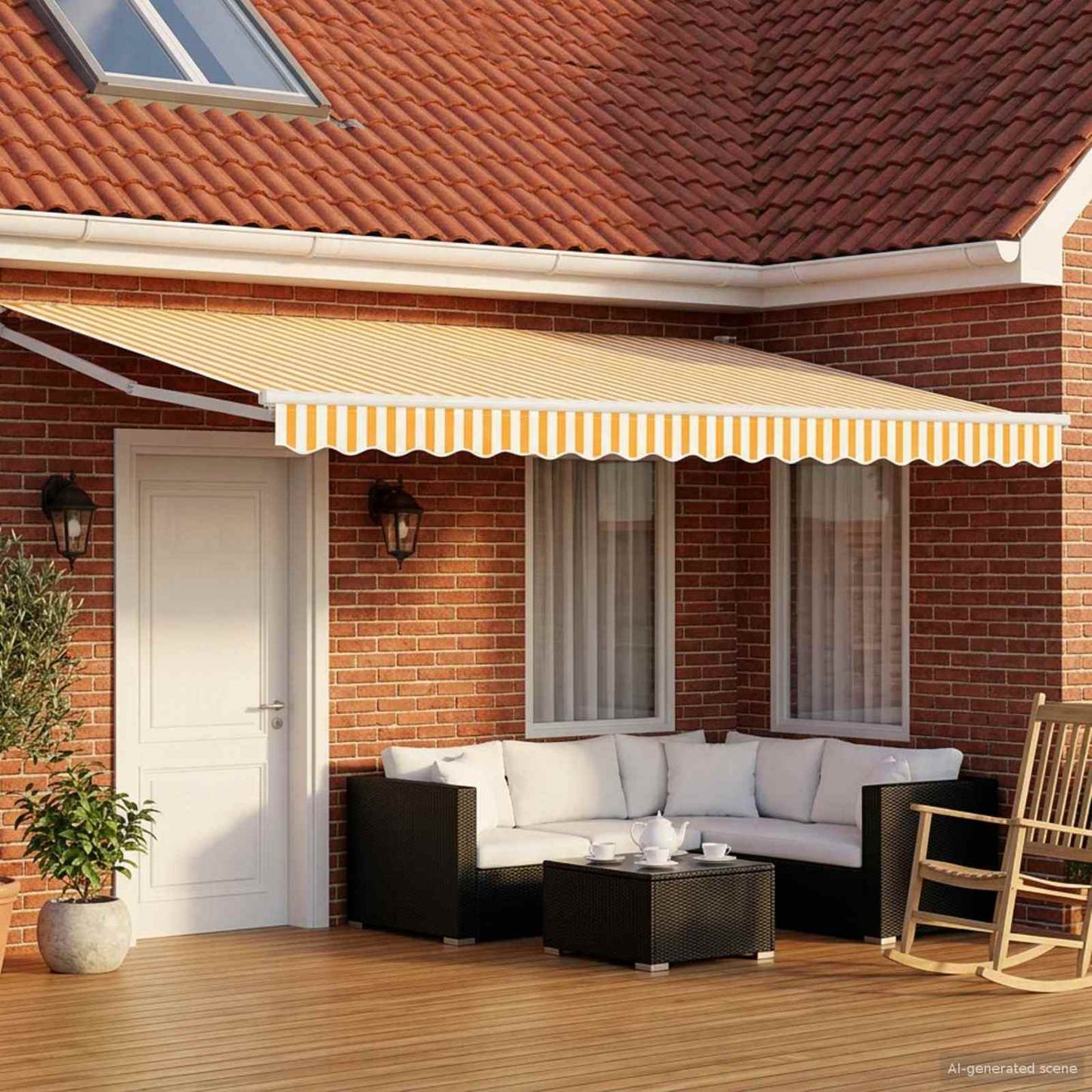 Retractable Awning Yellow and white 4 x 2 m