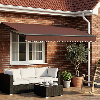 Retractable Awning Brown 3.5 x 2 m 100% Polyester and Aluminium