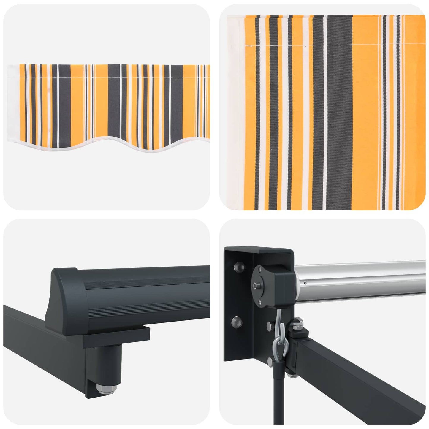 Retractable Awning Yellow, Grey and White 3.5 x 2 m