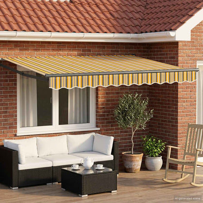 Retractable Awning Yellow, Grey and White 3.5 x 2 m