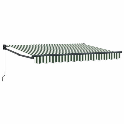 Retractable Awning Green and White 3.5 x 2 m