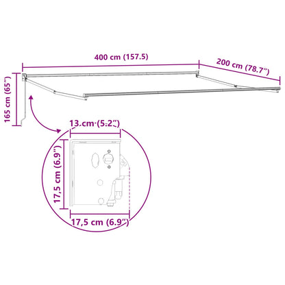 Retractable Awning Cream 4 x 2 m 100% Polyester and Aluminium