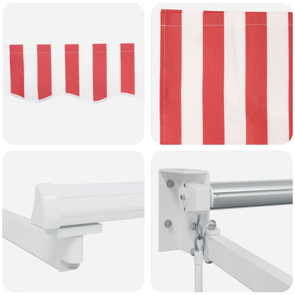 Manual Retractable Awning with LEDs Red and White 2.5 x 2 m
