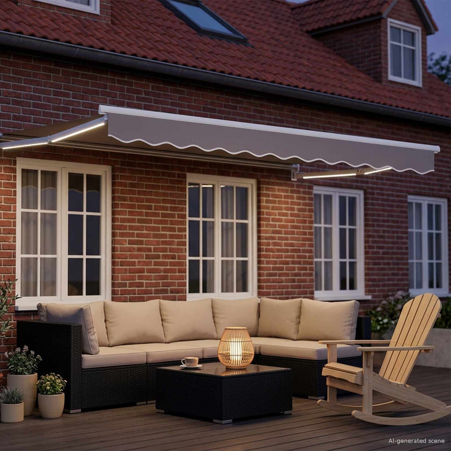 Manual Retractable Awning with LEDs 2.5 x 2 m