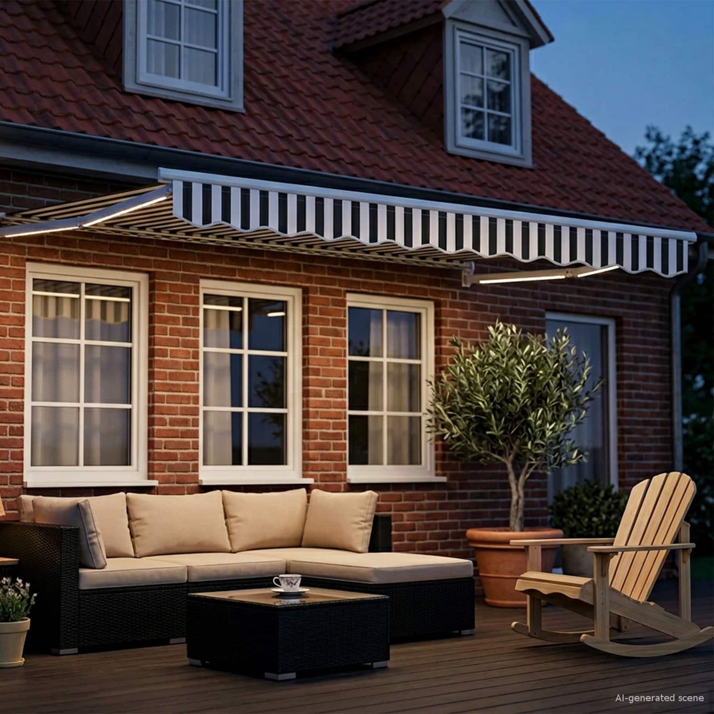 Manual Retractable Awning with LEDs 3 x 2 m