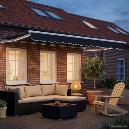 Manual Retractable Awning with LEDs 3.5 x 2 m