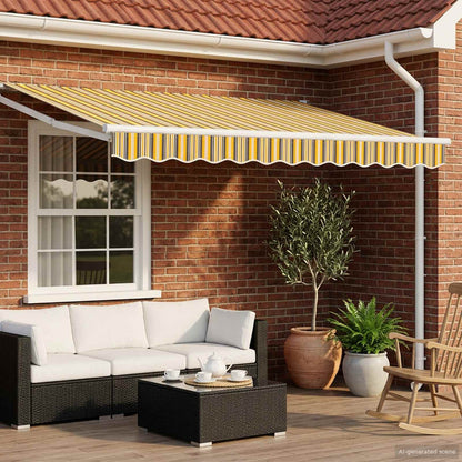 Manual Retractable Awning with LEDs 3.5 x 2 m