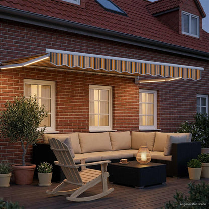 Manual Retractable Awning with LEDs 3.5 x 2 m