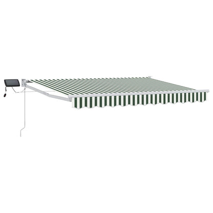 Manual Retractable Awning with LEDs Green and White 3.5 x 2 m