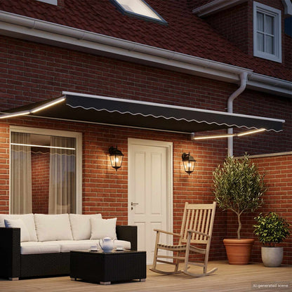 Manual Retractable Awning with LEDs 4 x 2 m