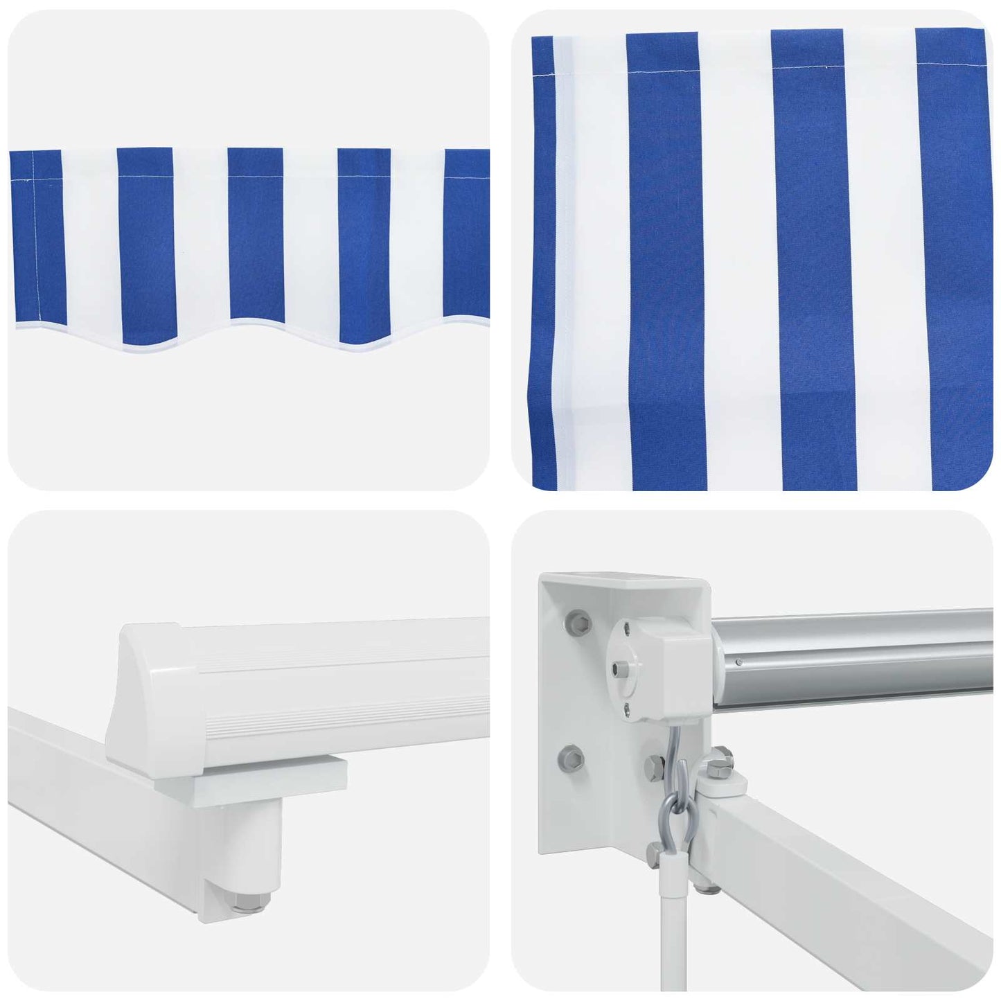 Manual Retractable Awning with LEDs Blue and White 3 x 2.5 m