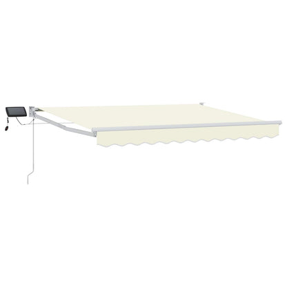 Manual Retractable Awning with LEDs Cream and White 3 x 2.5 m