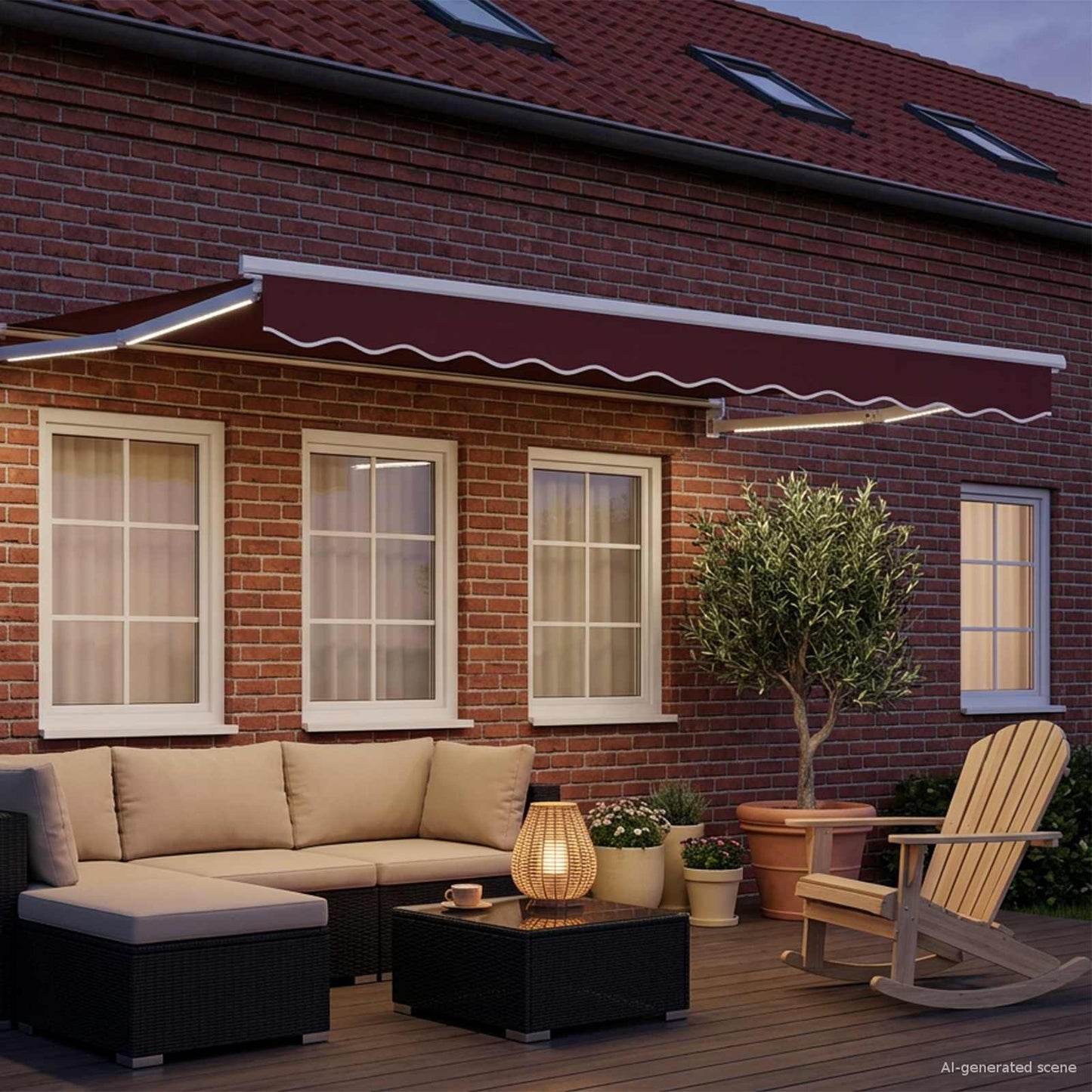 Manual Retractable Awning with LEDs 3 x 2.5 m