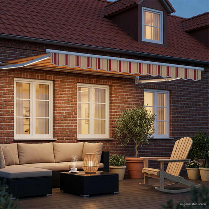 Manual Retractable Awning with LEDs Multicolour 3 x 2.5 m