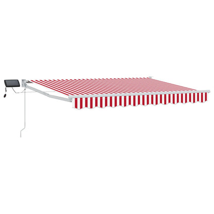 Manual Retractable Awning with LEDs Red and White 3 x 2.5 m