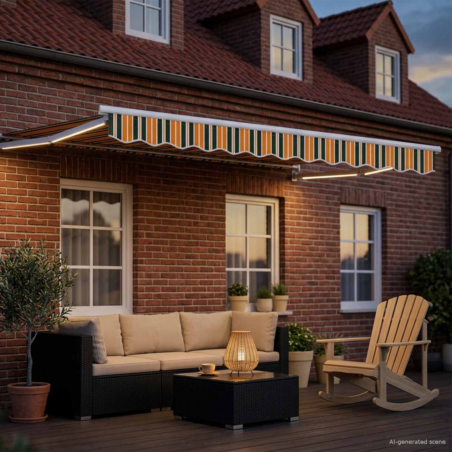 Manual Retractable Awning with LEDs 3 x 2.5 m
