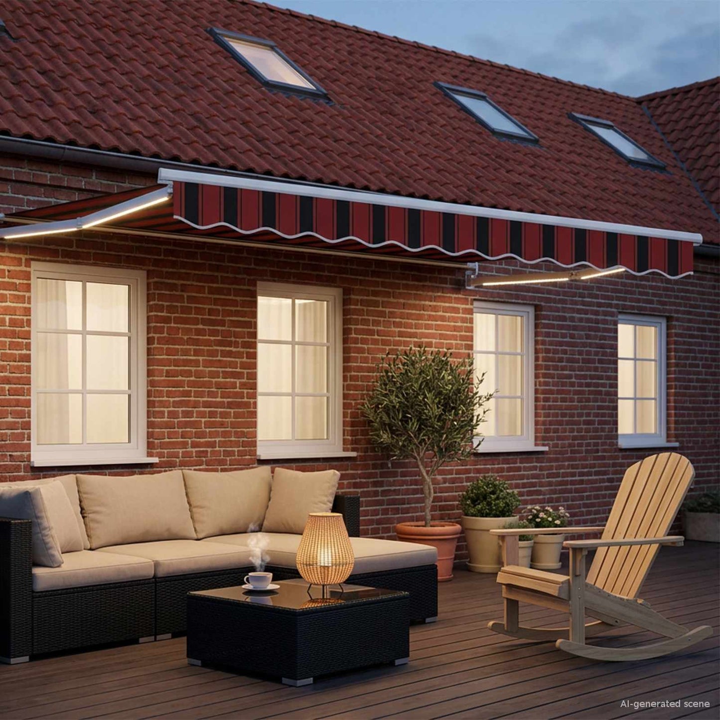 Manual Retractable Awning with LEDs 3.5 x 2.5 m