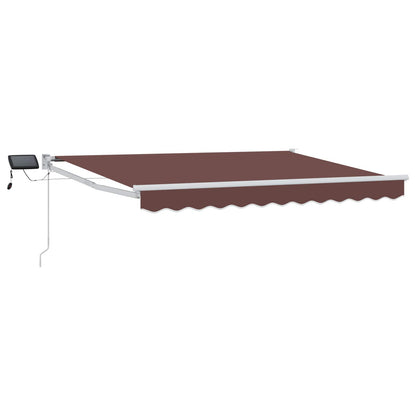 Manual Retractable Awning with LEDs Brown and White 3.5 x 2.5 m