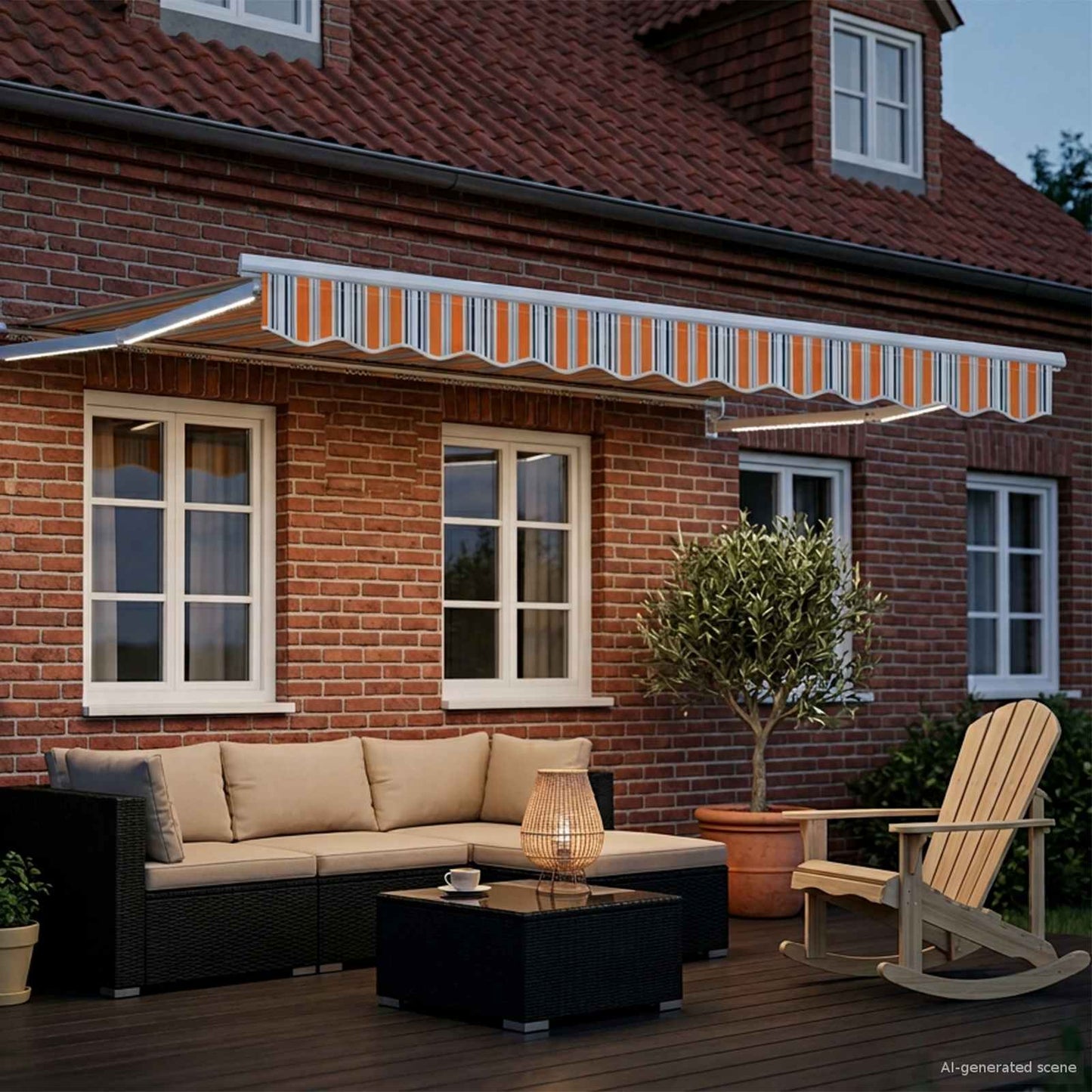 Manual Retractable Awning with LEDs 3.5 x 2.5 m