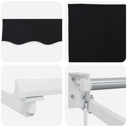 Manual Retractable Awning with LEDs Black and White 3.5 x 2.5 m