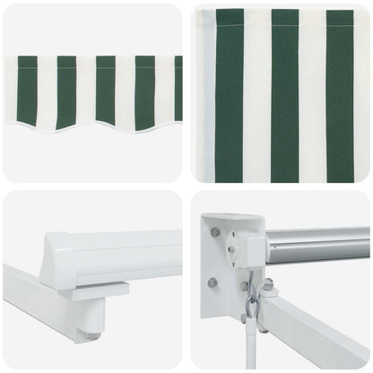 Manual Retractable Awning with LEDs Green and White 3.5 x 2.5 m