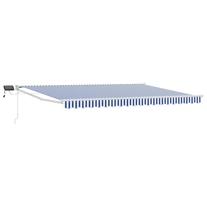 Manual Retractable Awning with LEDs Blue and White 4 x 3 m