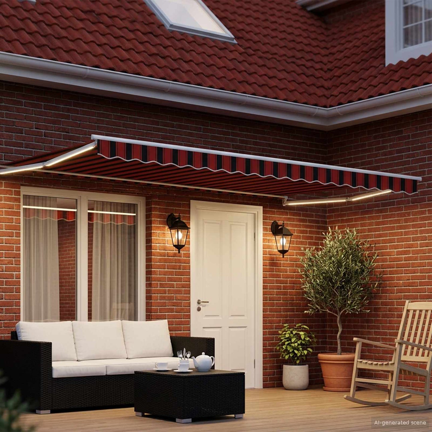 Manual Retractable Awning with LEDs 4 x 3 m