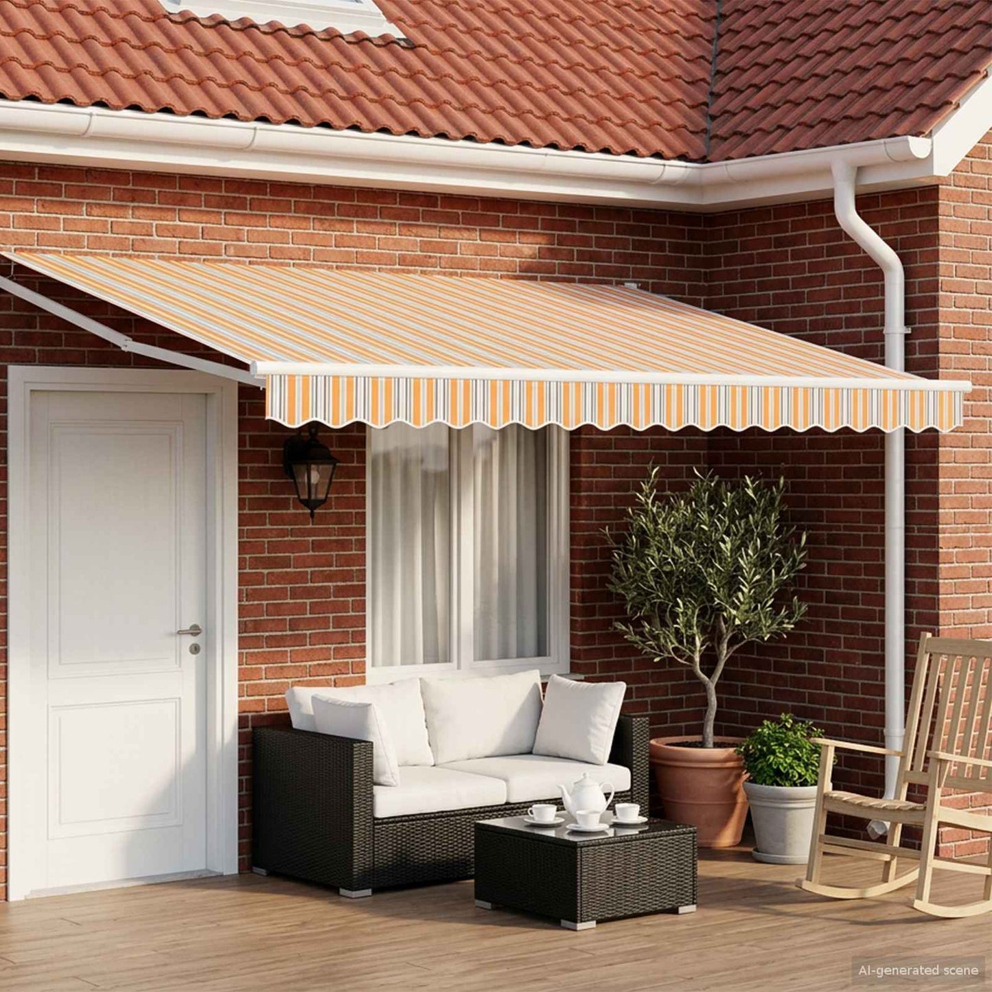Manual Retractable Awning with LEDs 4 x 3 m