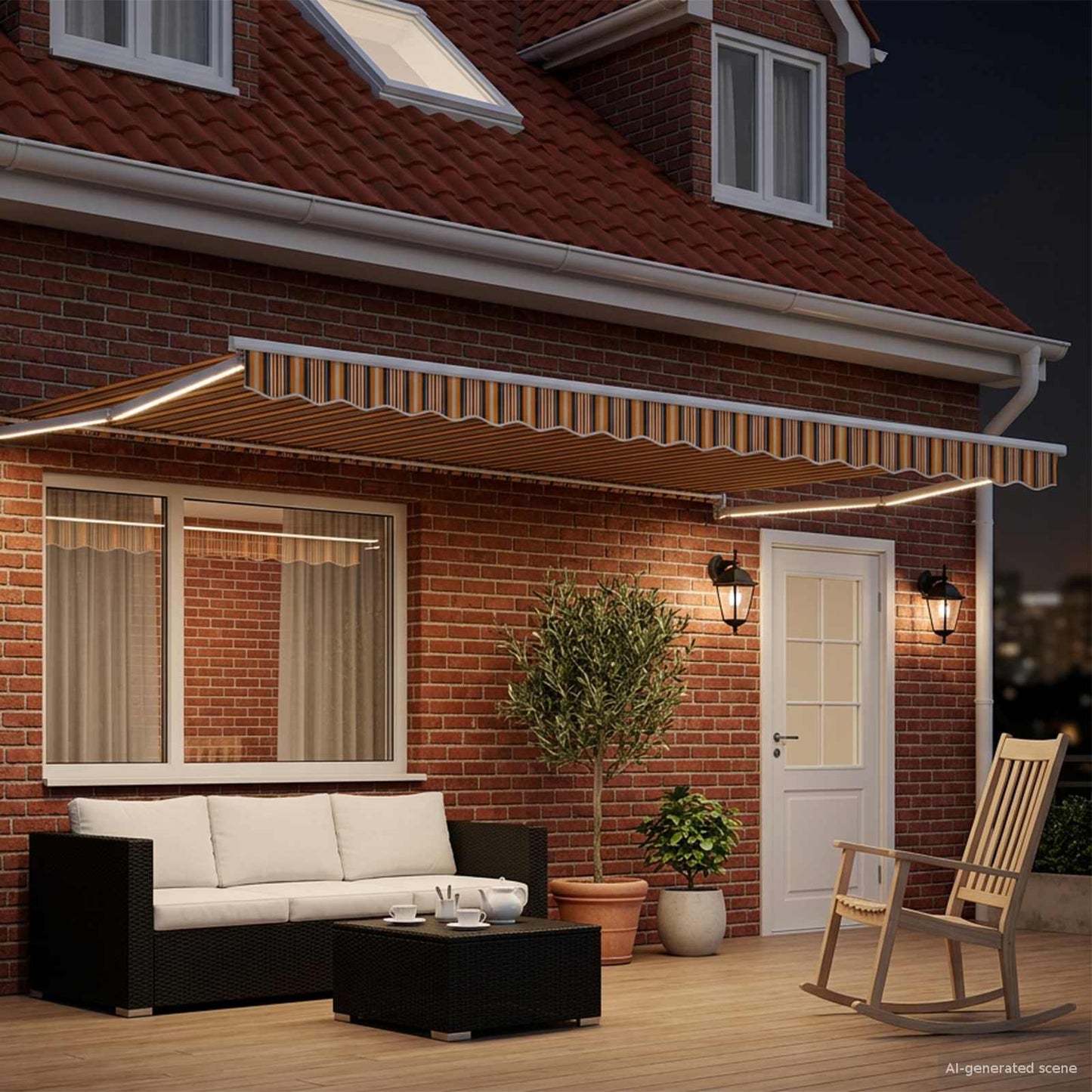 Manual Retractable Awning with LEDs 4 x 3 m