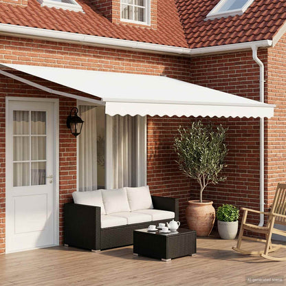 Manual Retractable Awning with LEDs White 4 x 3 m