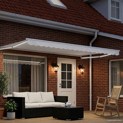 Manual Retractable Awning with LEDs White 4 x 3 m