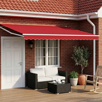 Manual Retractable Awning with LEDs Red and White 4 x 3 m
