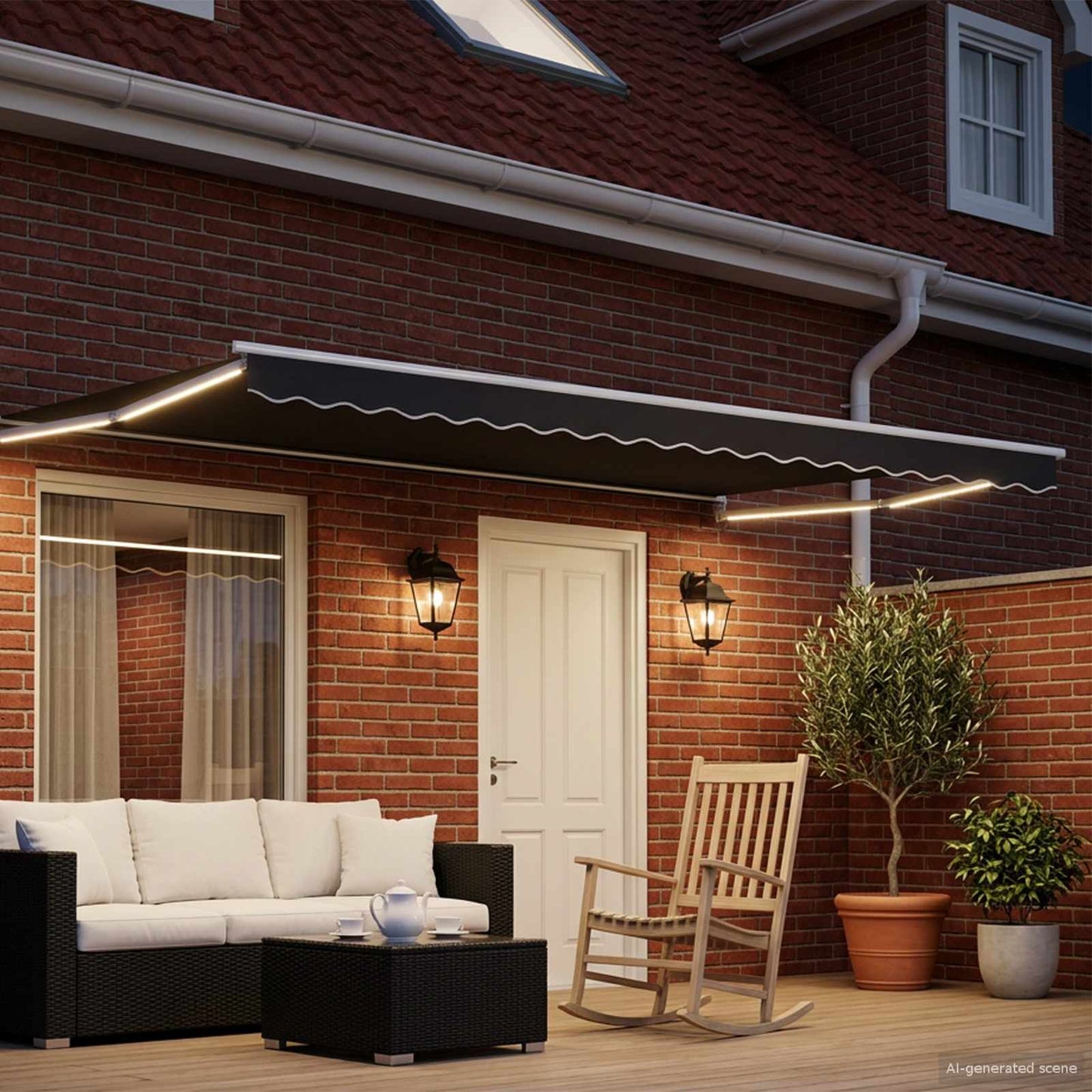Manual Retractable Awning with LEDs 4.5 x 3 m