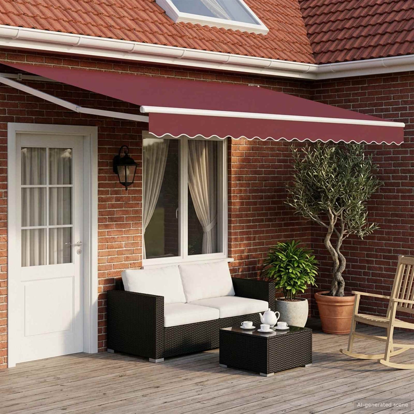 Manual Retractable Awning with LEDs 4.5 x 3 m
