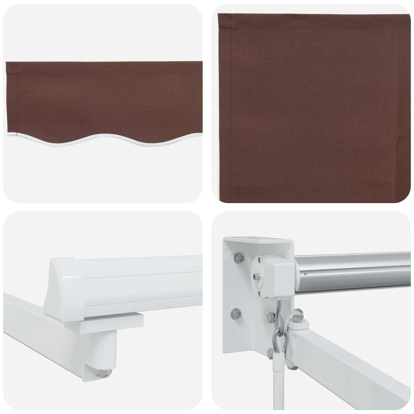 Manual Retractable Awning with LEDs Brown and White 4.5 x 3 m