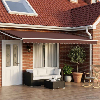 Manual Retractable Awning with LEDs Brown and White 4.5 x 3 m