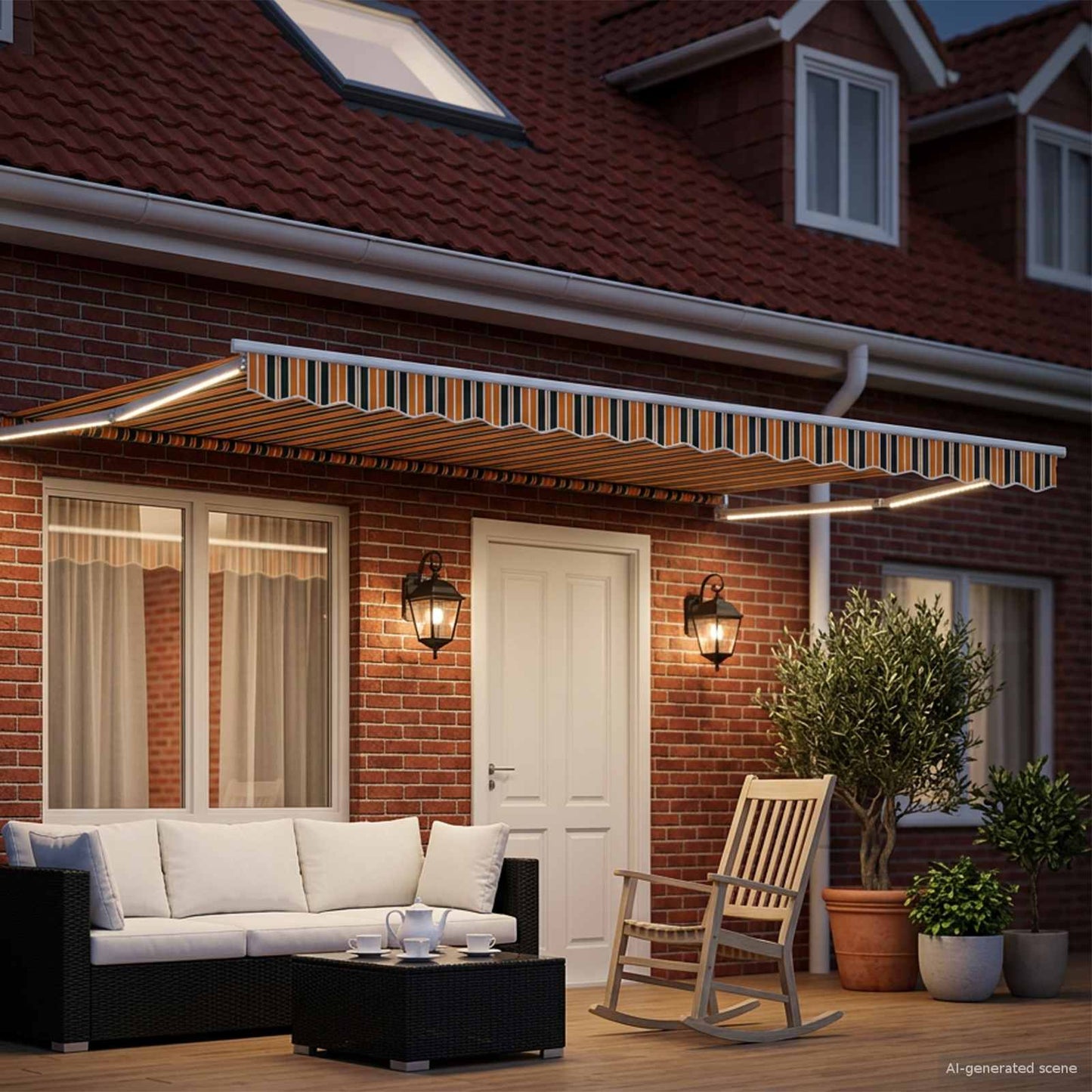 Manual Retractable Awning with LEDs 4.5 x 3 m