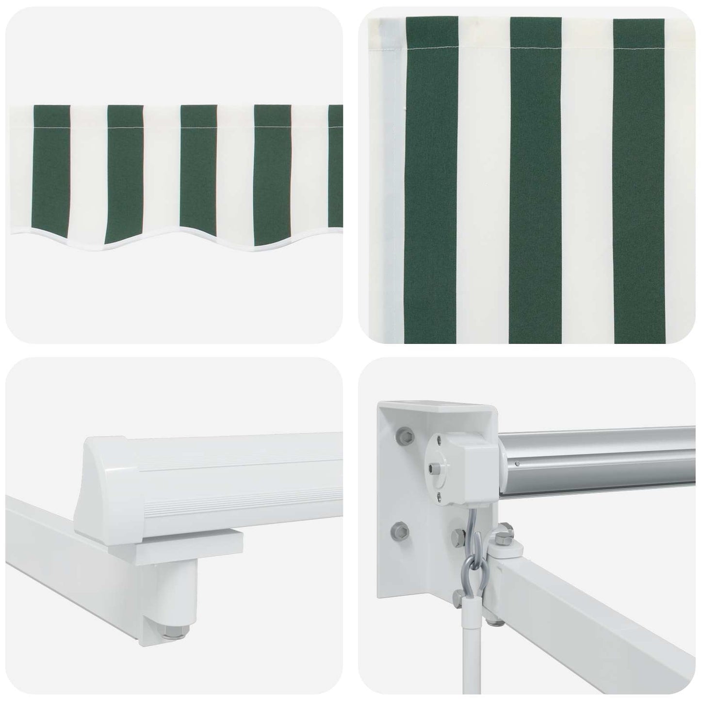 Manual Retractable Awning with LEDs Green and White 4.5 x 3 m