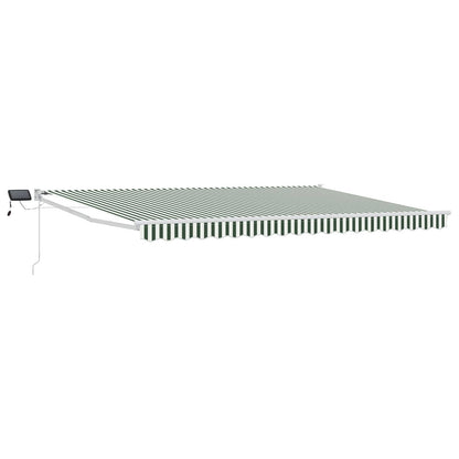 Manual Retractable Awning with LEDs Green and White 4.5 x 3 m