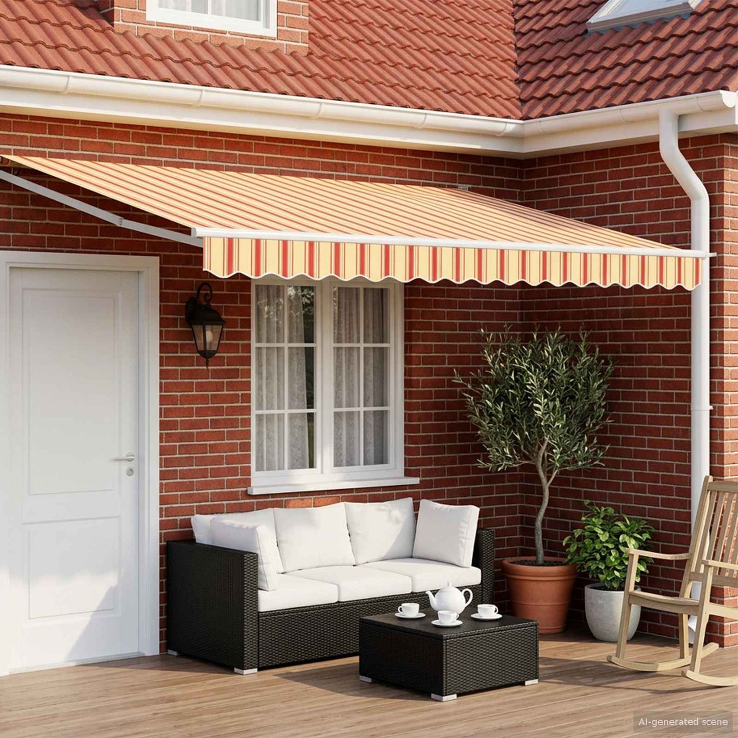 Manual Retractable Awning with LEDs Multicolour 5 x 3 m