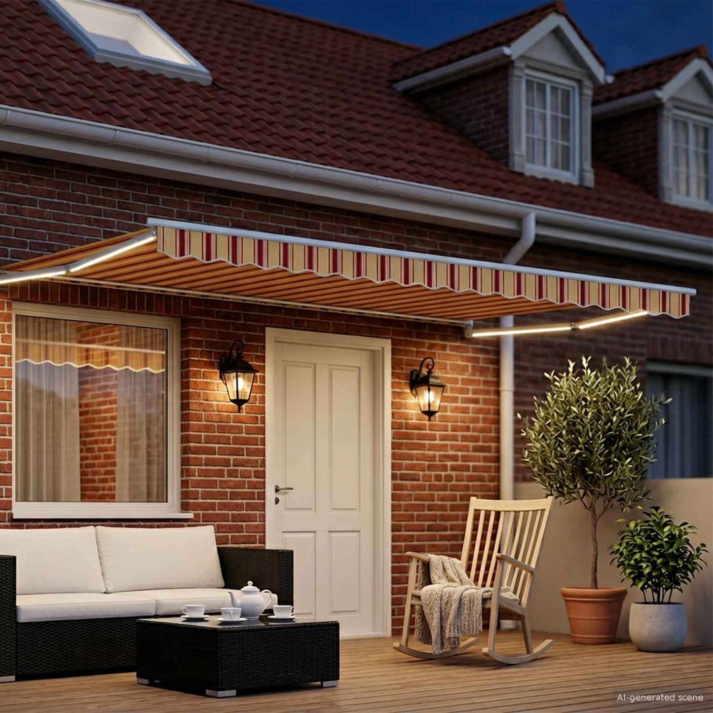 Manual Retractable Awning with LEDs Multicolour 5 x 3 m