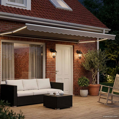 Manual Retractable Awning with LEDs 5 x 3 m