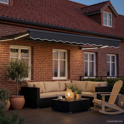 Manual Retractable Awning with LEDs Anthracite 2.5 x 2 m