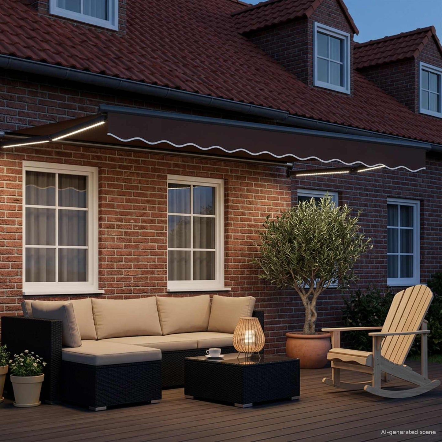 Manual Retractable Awning with LEDs 2.5 x 2 m